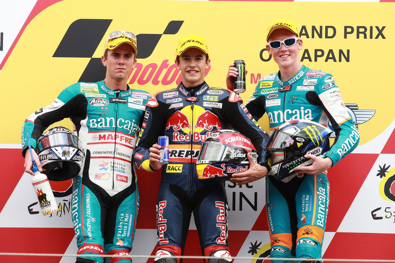 Podio: 1º Marc Márquez, 2º Nico Terol, 3º Bradley Smith