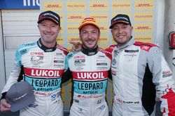 Top 3 na de kwalifcatie: Pole-position voor Jean-Karl Vernay, Audi Sport Leopard Lukoil Team Audi RS 3 LMS, tweede plaats Gordon Shedden, Audi Sport Leopard Lukoil Team Audi RS 3 LMS, derde plaats Rob Huff, Sébastien Loeb Racing Volkswagen Golf GTI TCR