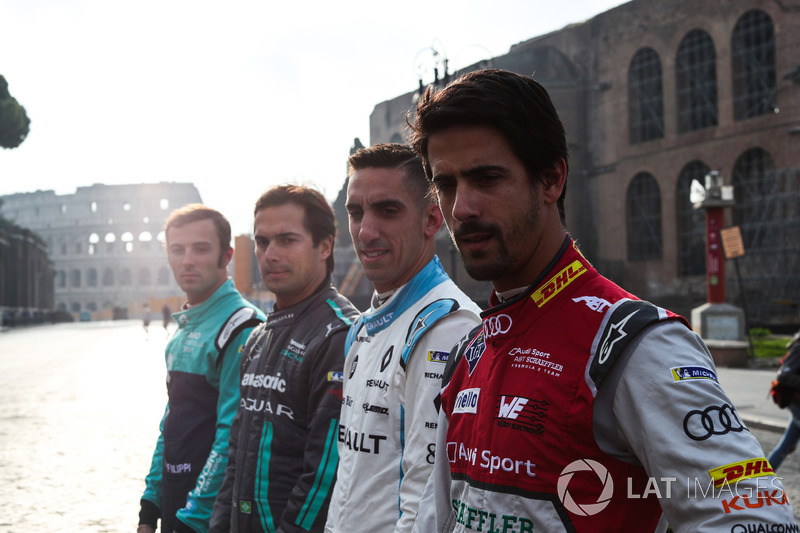 Lucas Di Grassi, Audi Sport ABT Schaeffler, Sebastien Buemi, Renault e.Dams, Nelson Piquet Jr., Jaguar Racing and Luca Filippi, NIO Formula E Team