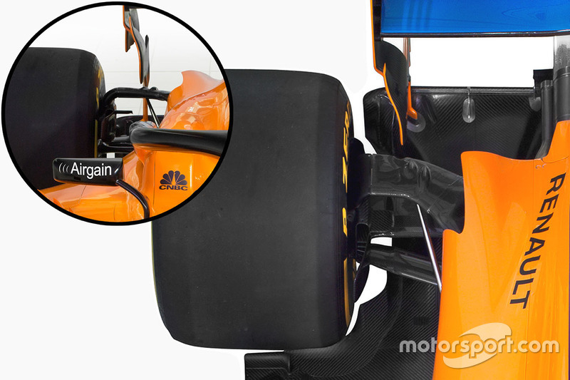 McLaren MCL33, detalle de suspensión trasera