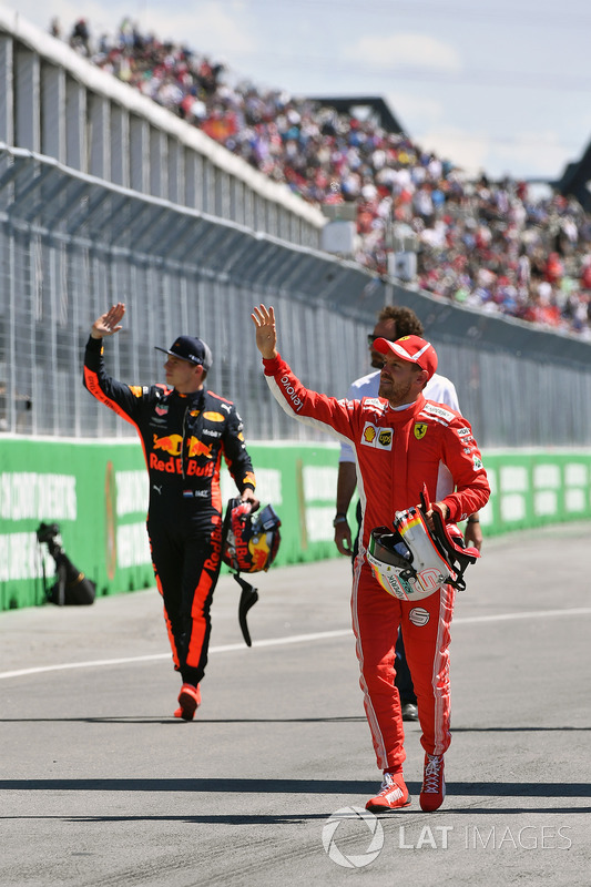 Sebastian Vettel, Ferrari celebrates in parc ferme
