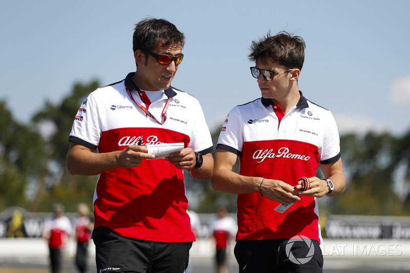 Charles Leclerc, Sauber, walks the track