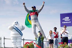 Lucas di Grassi, Audi Sport ABT Schaeffler, celebrates on the podium after winning the race