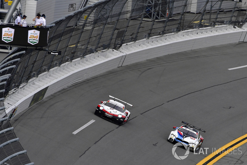 #911 Porsche Team North America Porsche 911 RSR, GTLM: Patrick Pilet, Nick Tandy, Frédéric Makowiecki, #24 BMW Team RLL BMW M8, GTLM: John Edwards, Jesse Krohn, Nicky Catsburg, Augusto Farfus