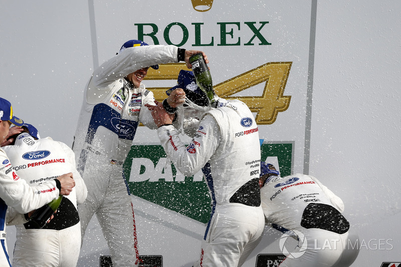 Champagne in GTLM, #67 Ford Performance Chip Ganassi Racing Ford GT: Ryan Briscoe, Richard Westbrook, Scott Dixon
