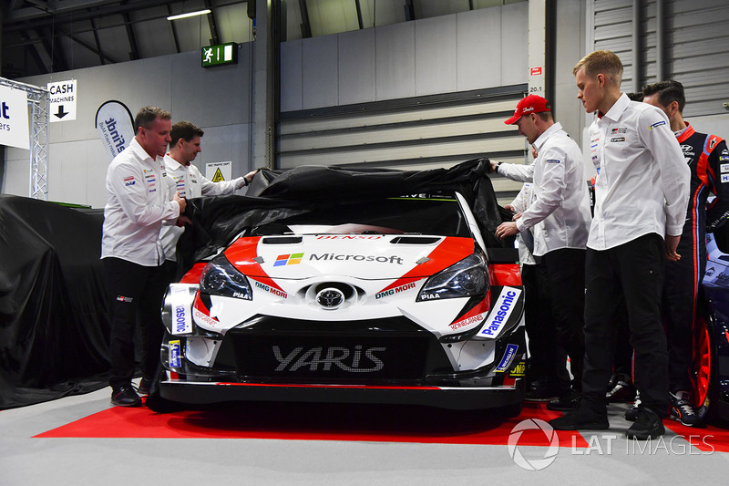 Le team Toyota WRC, avec Jari-Matti Lavala, Ott Tanak et Esapekka Lappi