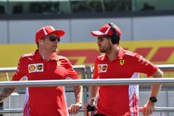 Kimi Raikkonen, Ferrari e Sebastian Vettel, Ferrari, nella drivers parade