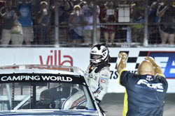 Justin Haley, GMS Racing, Chevrolet Silverado Fraternal Order Of Eagles celebrates his win