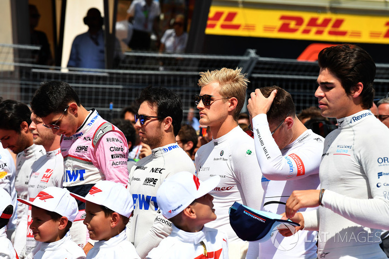 Marcus Ericsson, Sauber and Lance Stroll, Williams op de grid