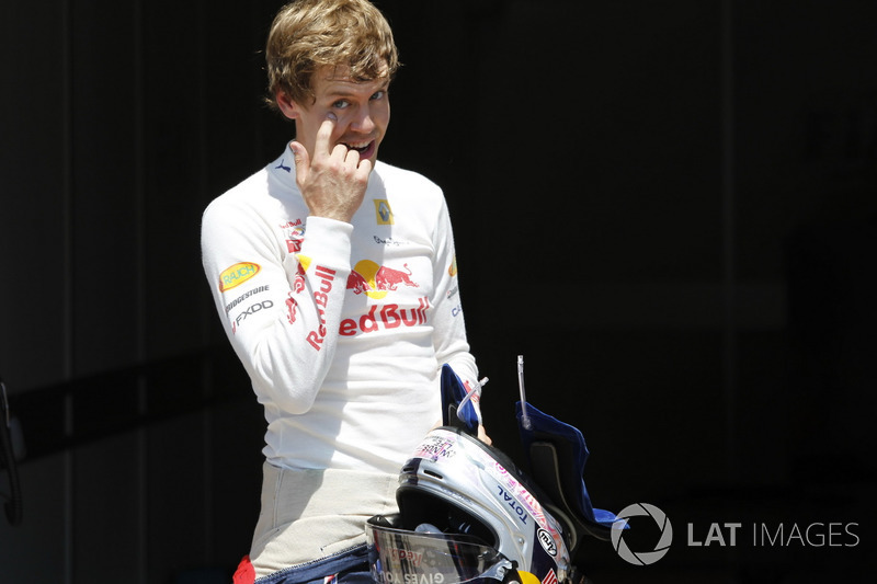 Sebastian Vettel, Red Bull Racing celebrates his pole position