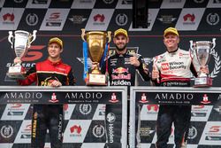 Podium: race winner Shane van Gisbergen, Triple Eight Race Engineering Holden, second place David Reynolds, Erebus Motorsport Holden, third place Garth Tander, Garry Rogers Motorsport Holden