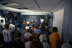 (L to R): Romain Grosjean, Haas F1, Fernando Alonso, McLaren, Esteban Ocon, Force India F1 amd Pierre Gasly, Scuderia Toro Rosso in the Press Conference