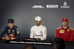 Max Verstappen, Red Bull Racing, Lewis Hamilton, Mercedes-AMG F1 and Kimi Raikkonen, Ferrari in the Press Conference