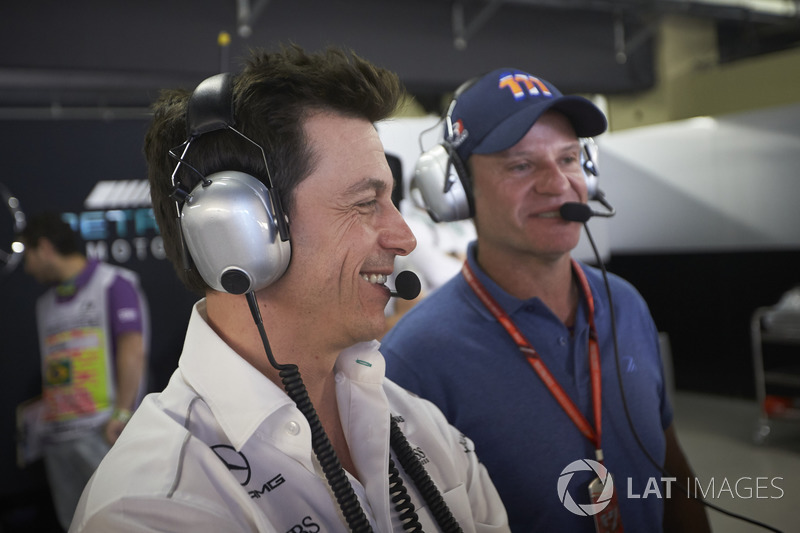 Toto Wolff, Executive Director Mercedes AMG F1, with Rubens Barrichello