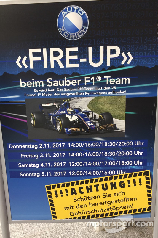 Il Sauber F1 Team al salone Auto Zürich il primo novembre, locandina