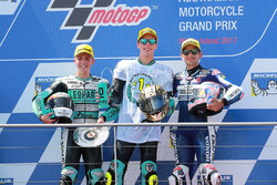 Winnaar Joan Mir, Leopard Racing, tweede plaats Livio Loi, Leopard Racing, derde plaats Jorge Martin