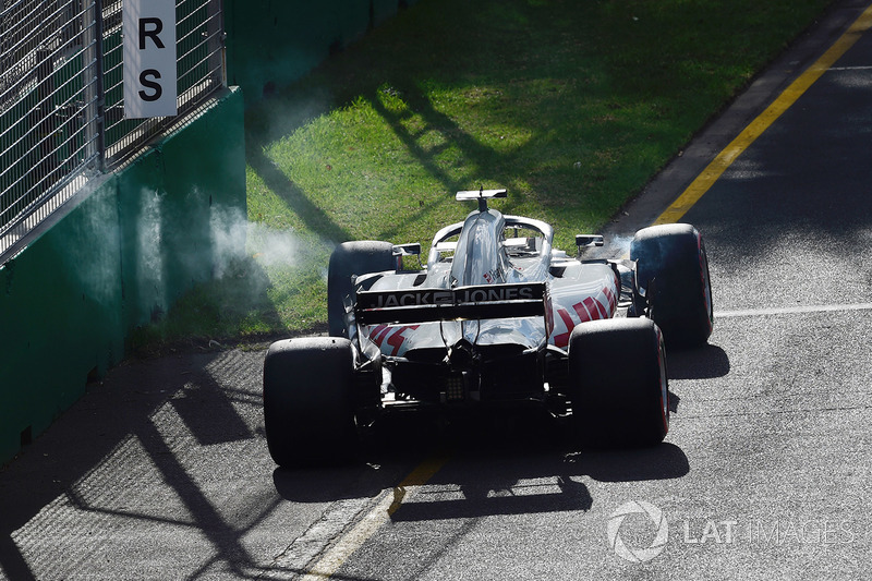 Romain Grosjean, Haas F1 Team, berhenti di trek