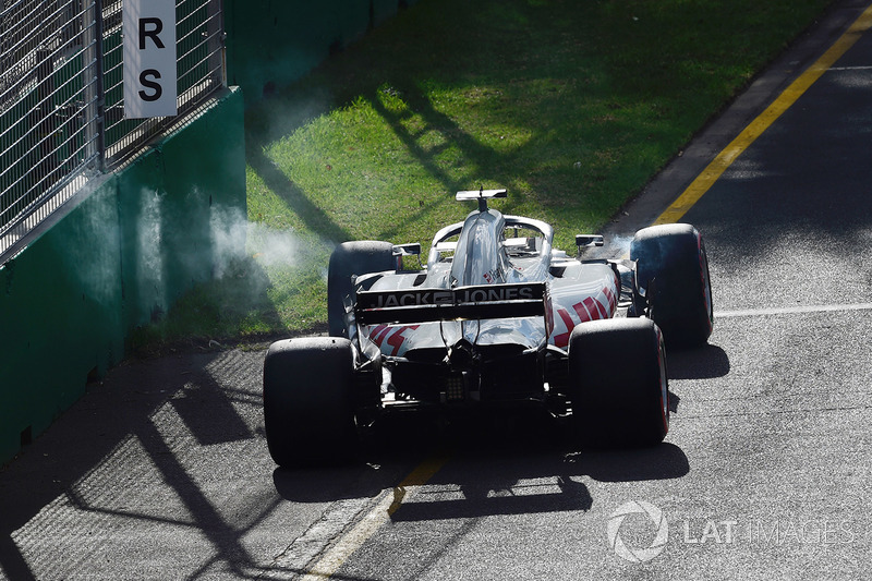 Romain Grosjean, Haas F1 Team VF-18 abandona