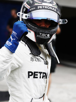 Pole man Valtteri Bottas, Mercedes AMG F1, celebrates in Parc Ferme