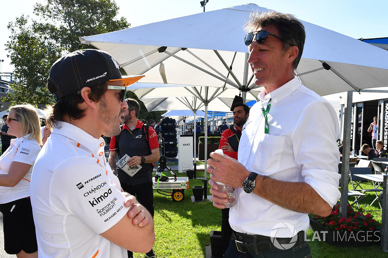 Fernando Alonso, McLaren and Gabriele Mazzarolo, CEO Alpinestars