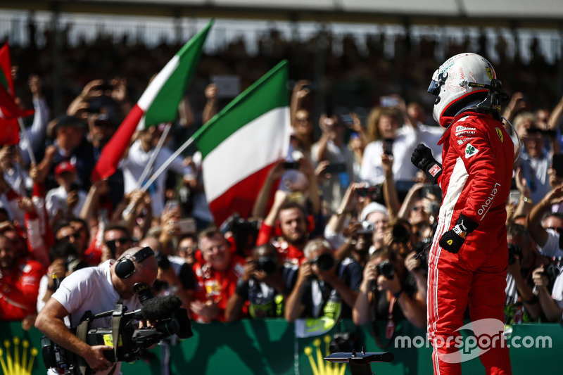 Sebastian Vettel, Ferrari, dans le parc fermé