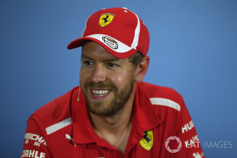 Sebastian Vettel, Ferrari, nella conferenza stampa