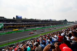 Sebastian Vettel, Ferrari SF70H leads at the start of the race