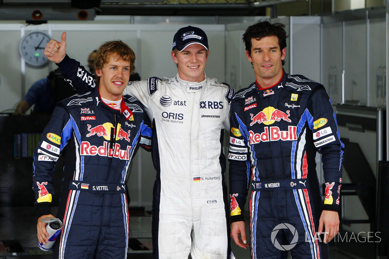 Polesitter Nico Hulkenberg, Williams FW32 Cosworth, Sebastian Vettel, Red Bull Racing, Mark Webber, 