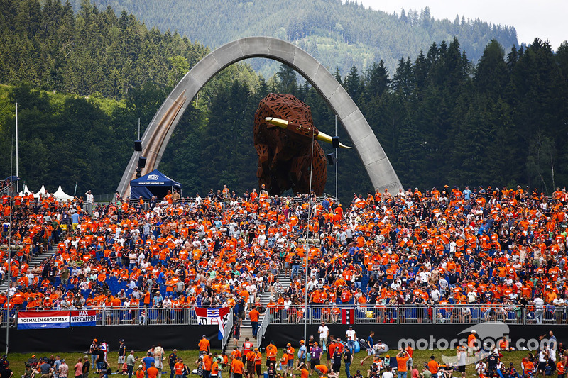 A large number of Dutch fans show their support for Max Verstappen, Red Bull Racing