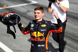 Max Verstappen, Red Bull Racing, 1st position, celebrates victory after the race