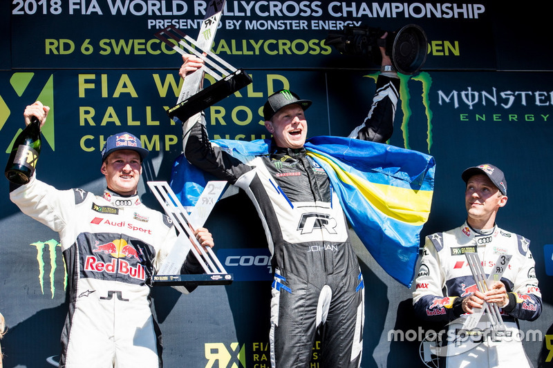 Podium: Winner Johan Kristoffersson, PSRX Volkswagen Sweden, second place Andreas Bakkerud, EKS Audi Sport, third place Mattias Ekström, EKS Audi Sport