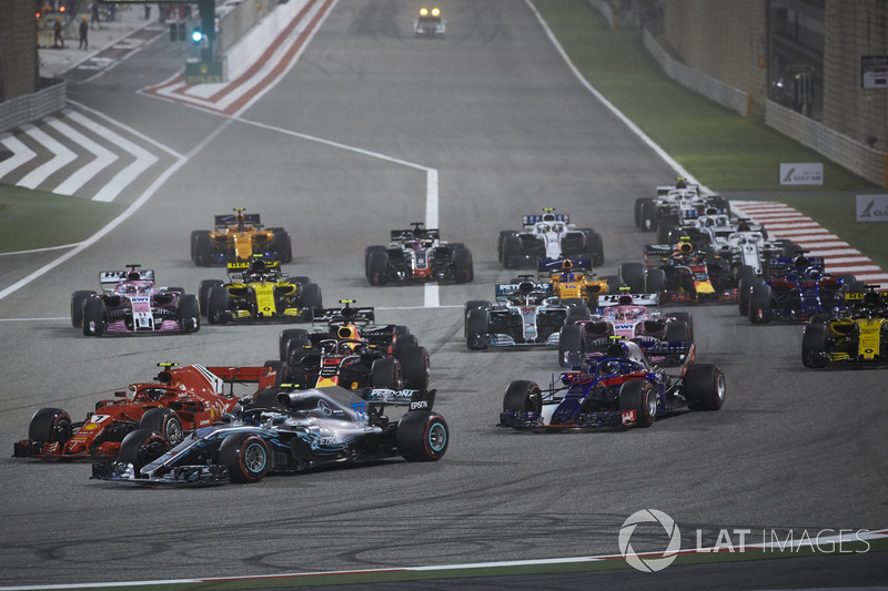 Valtteri Bottas, Mercedes AMG F1 W09, Kimi Raikkonen, Ferrari SF71H, Pierre Gasly, Toro Rosso STR13 Honda, Daniel Ricciardo, Red Bull Racing RB14 Tag Heuer, Esteban Ocon, Force India VJM11 Mercedes, Lewis Hamilton, Mercedes AMG F1 W09