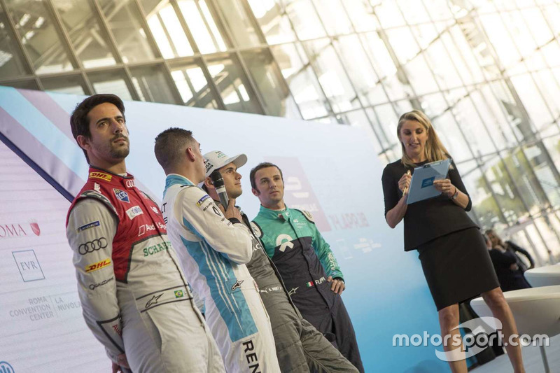 Lucas Di Grassi, Audi Sport ABT Schaeffler, Sebastien Buemi, Renault e.Dams, Nelson Piquet Jr., Jaguar Racing and Luca Filippi, NIO Formula E Team