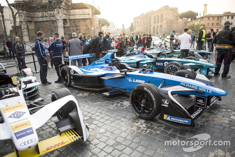 Formula E cars on display in Rome