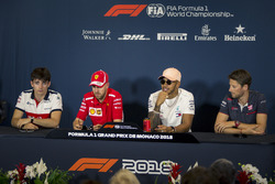 Charles Leclerc, Sauber, Sebastian Vettel, Ferrari, Lewis Hamilton, Mercedes-AMG F1 and Romain Grosjean, Haas F1 in the Press Conference