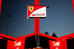 Ferrari logo on a truck in the paddock