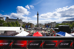 Fans gather for the entertainment around Nelsons Column