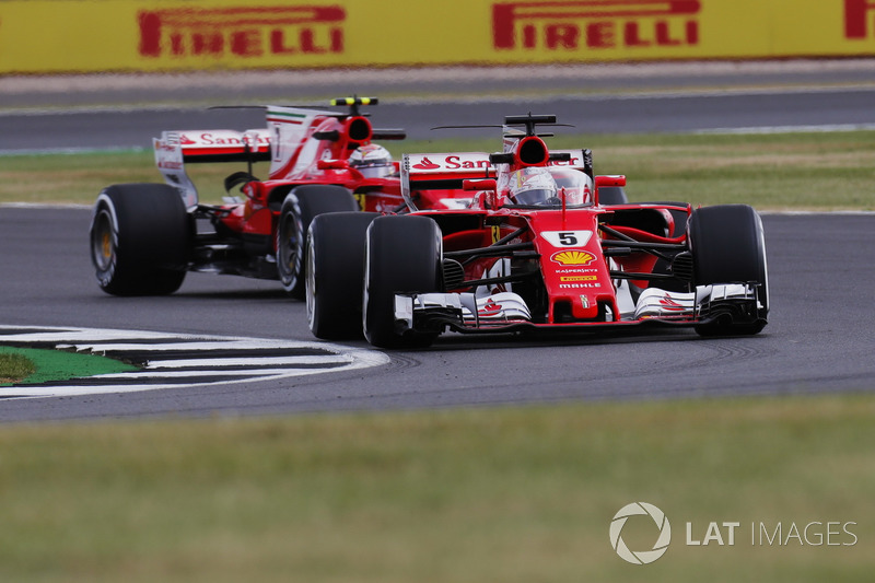 Sebastian Vettel, Ferrari SF70H, cockpit shield head of Kimi Raikkonen, Ferrari SF70H