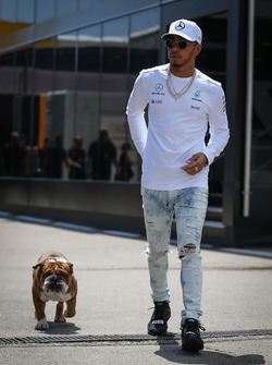 Lewis Hamilton, Mercedes AMG F1, his dog Roscoe