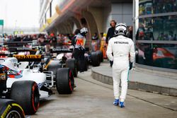 Valtteri Bottas, Mercedes AMG, arrives in parc ferme