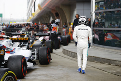 Valtteri Bottas, Mercedes AMG, arrives in parc ferme