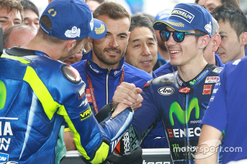 2. Valentino Rossi, Yamaha Factory Racing; 1. Maverick Viñales, Yamaha Factory Racing