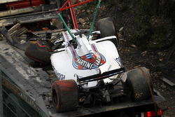 The crashed car of Felipe Massa, Williams FW40