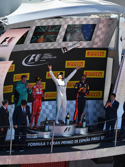 Podium: race winner Lewis Hamilton, Mercedes AMG F1, second place Sebastian Vettel, Ferrari, third place Daniel Ricciardo, Red Bull Racing
