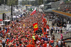 Fans in pit lane