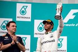 Lewis Hamilton, Mercedes AMG F1 celebrates on the podium