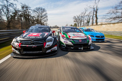 Rob Huff, All-Inkl Motorsport, Citroën C-Elysée WTCC; Tiago Monteiro, Honda Racing Team JAS, Honda Civic WTCC; Thed Björk, Polestar Cyan Racing, Volvo S60 Polestar TC1