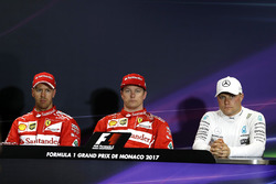 Presss conference: polesitter Kimi Raikkonen, Ferrari, second place Sebastian Vettel, Ferrari, third place Valtteri Bottas, Mercedes AMG F1
