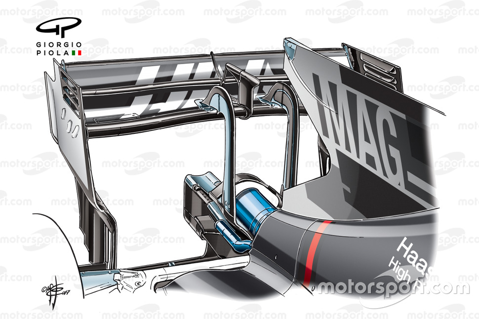 Haas VF-17 rear wing, Italian GP