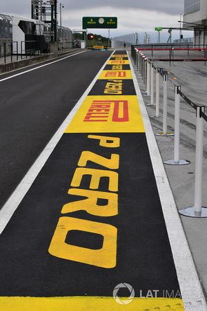 Pirelli branding in pit lane